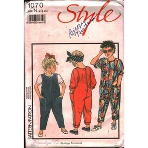Vintage Style 1070 Kids Sewing Pattern Dungarees Jumpsuit Size N 4 5 6 CUT to 6